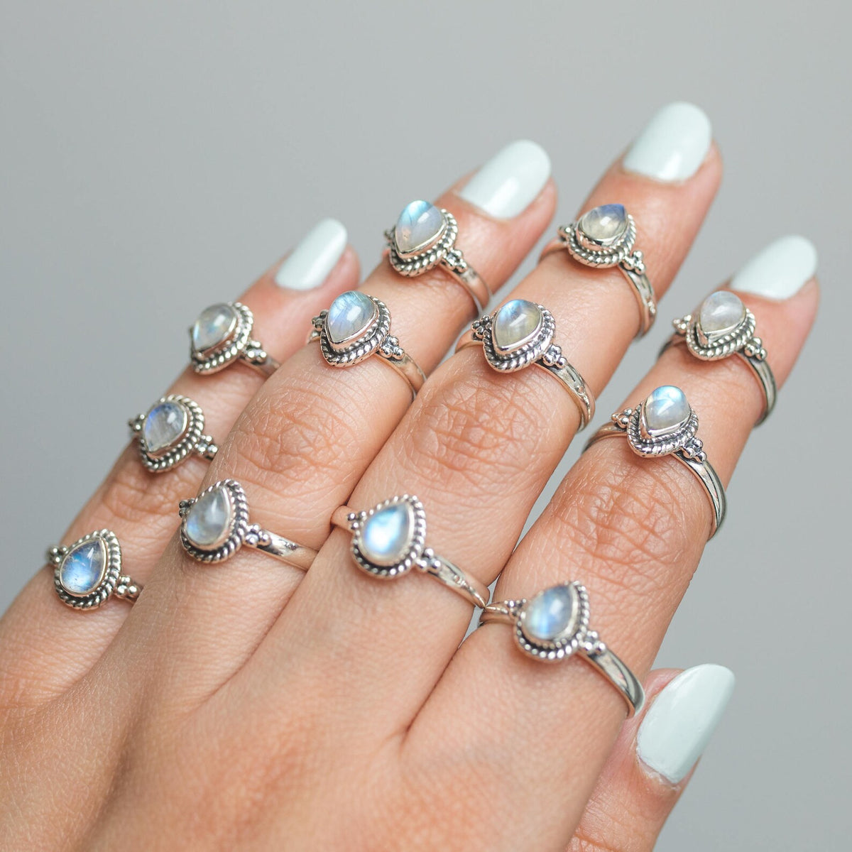 Moonstone Boho Rings, Teardrop Stone Ring