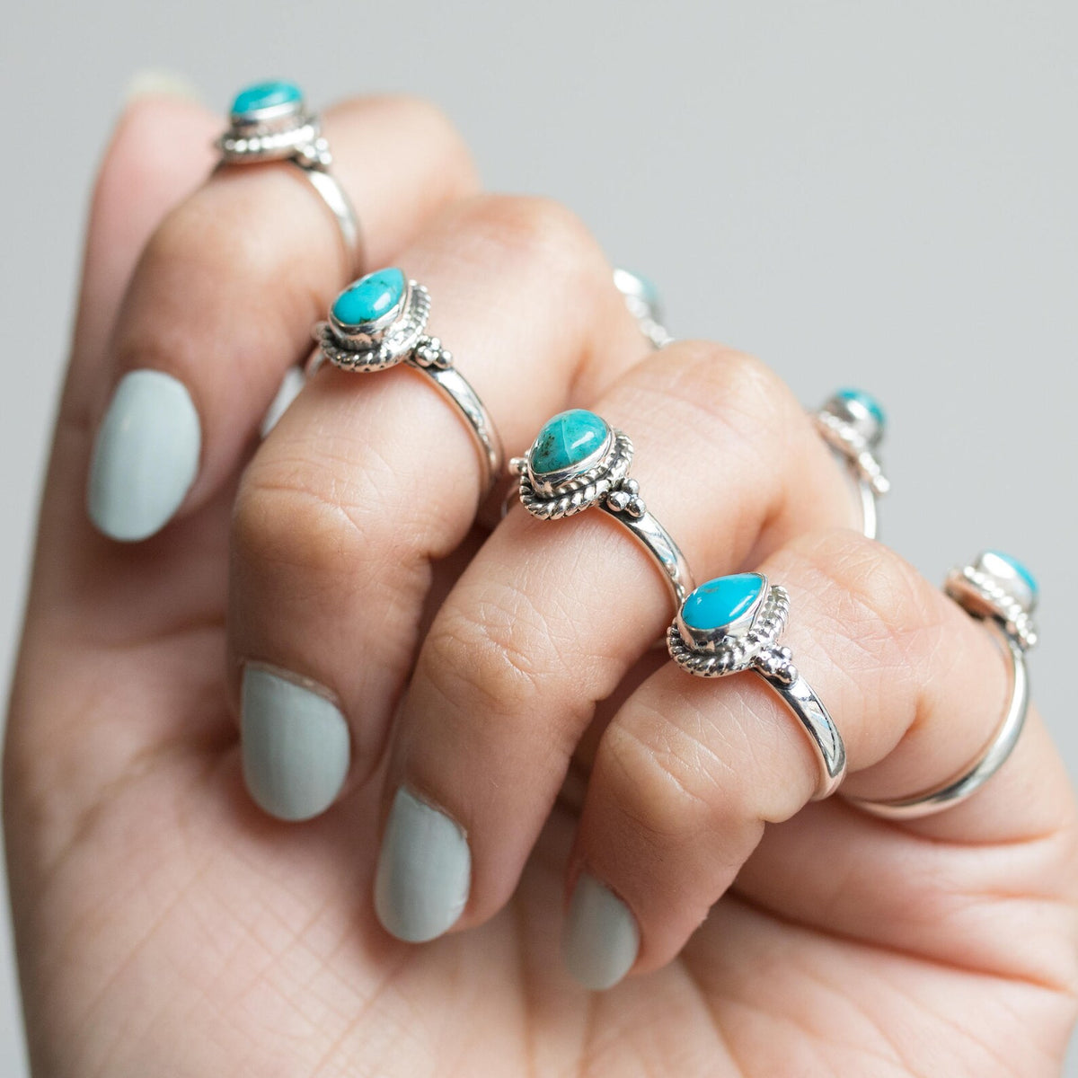 Pear Turquoise Ring, Natural Stone Ring