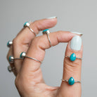 Pear Turquoise Ring, Minimalist Silver Ring