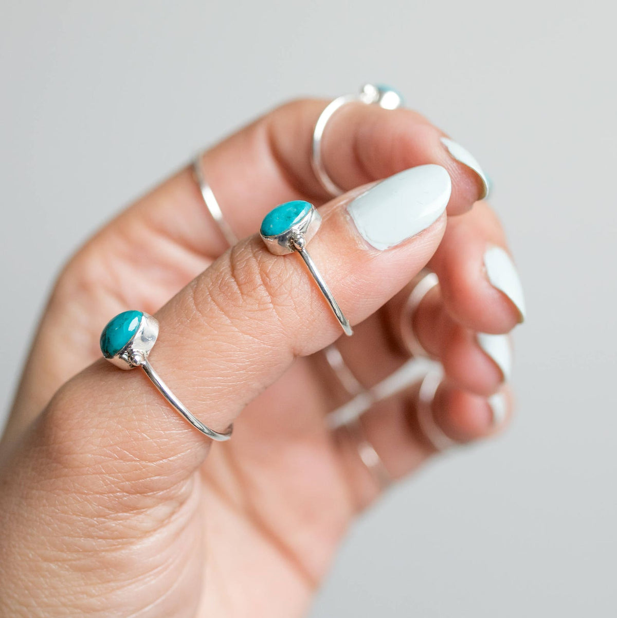Pear Turquoise Ring, Minimalist Silver Ring