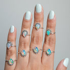 Silver Opal Ring, Pear Opal Stack Ring