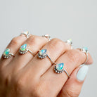 Silver Opal Ring, Pear Opal Stack Ring