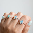 Silver Opal Ring, Pear Opal Stack Ring