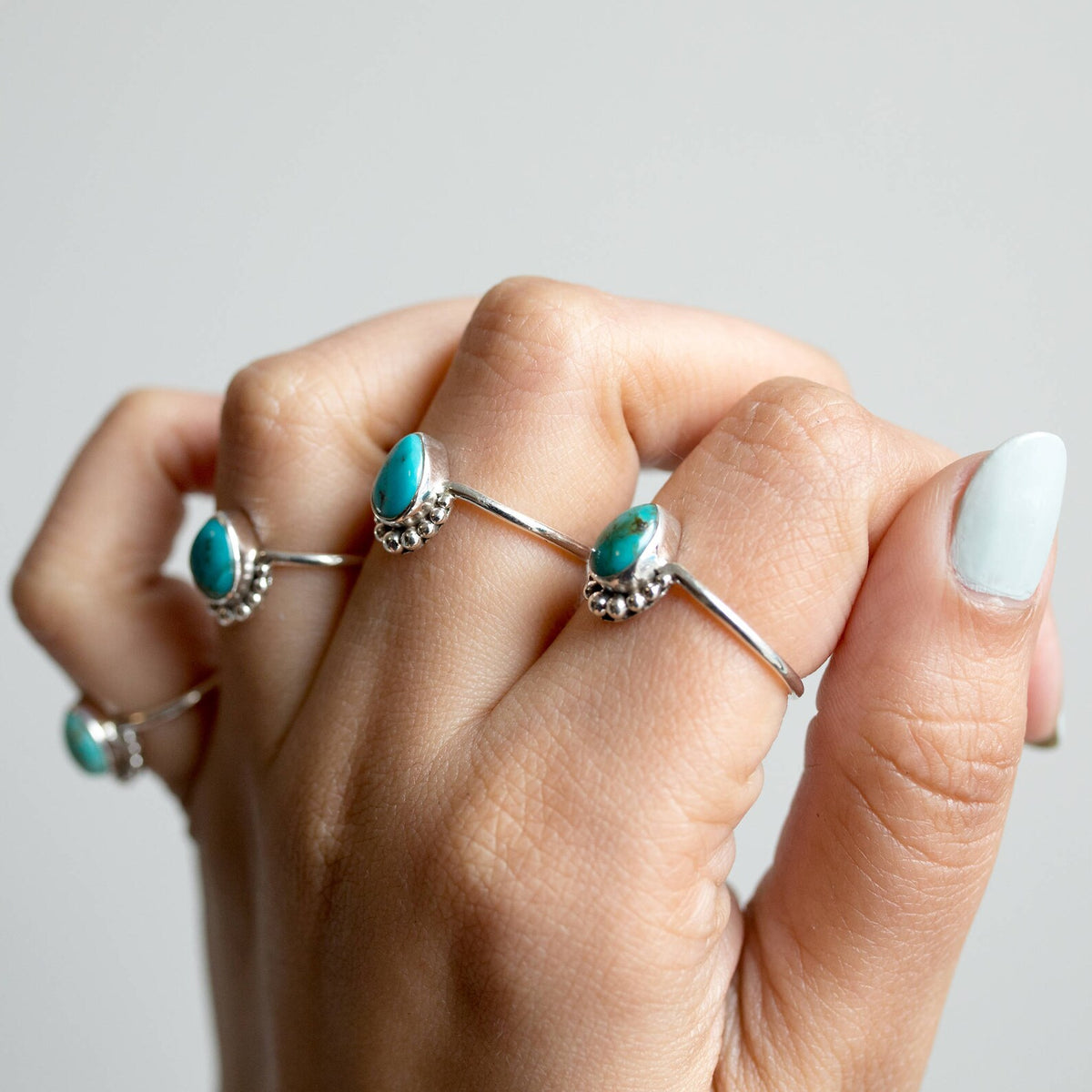 Pear Turquoise Ring, Unique Sterling Ring