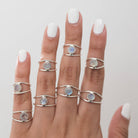 Faceted Moonstone Ring, Delicate Silver Ring