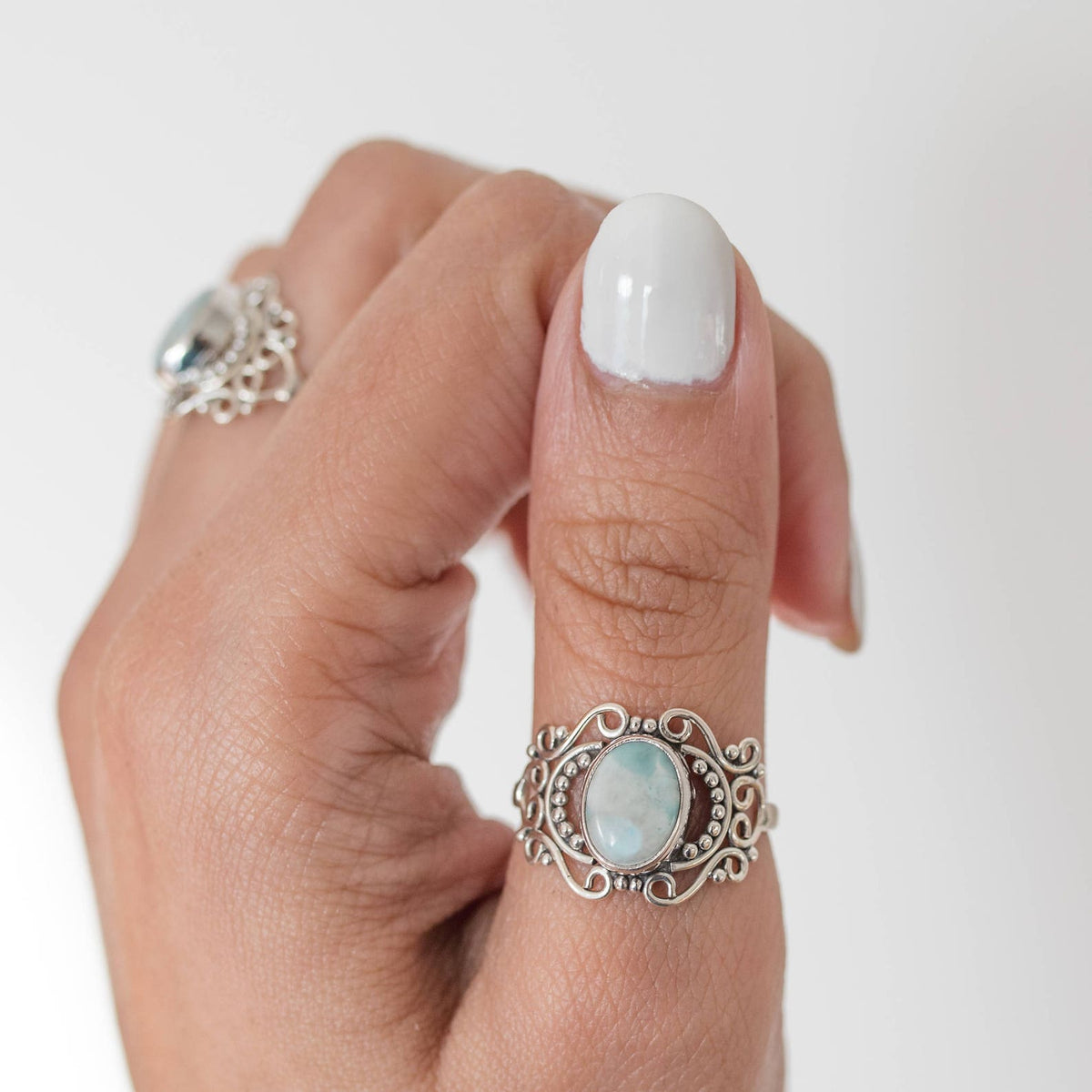Larimar Gemstone Ring, Larimar Jewelry, Boho Ring