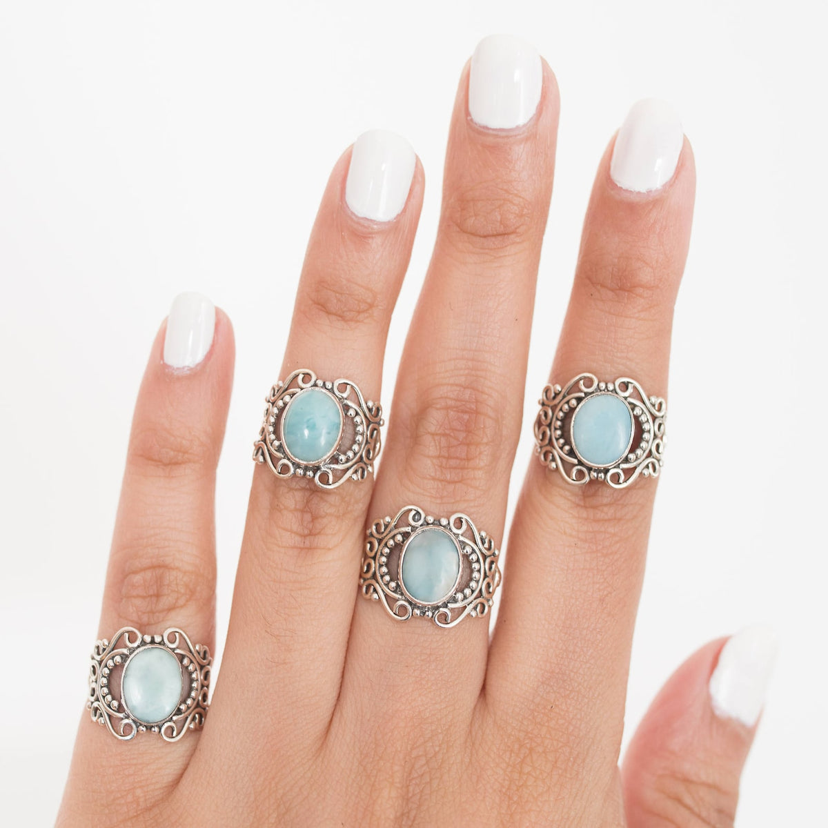 Larimar Gemstone Ring, Larimar Jewelry, Boho Ring