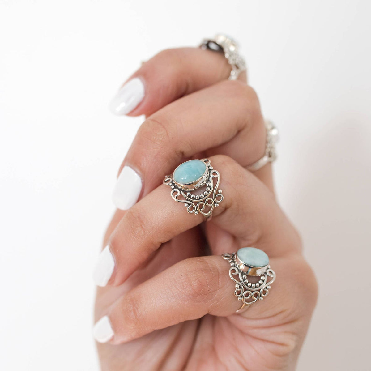 Larimar Gemstone Ring, Larimar Jewelry, Boho Ring