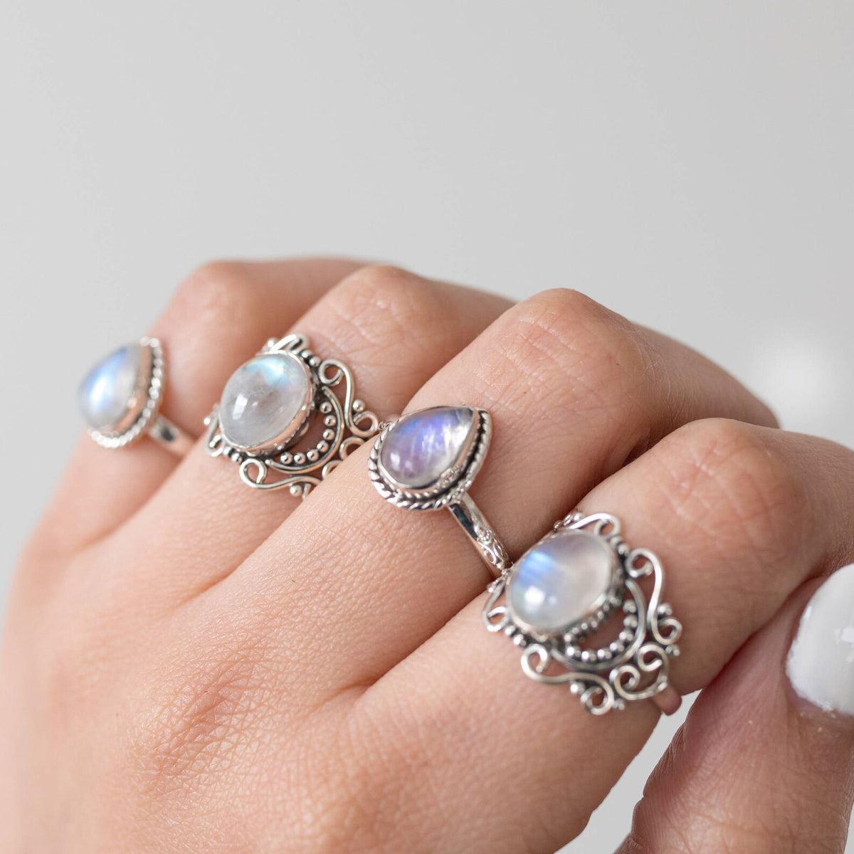 Pear Moonstone Ring, Simple Ring