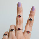 Minimalist Garnet Ring, Pear Garnet Birthstone Ring