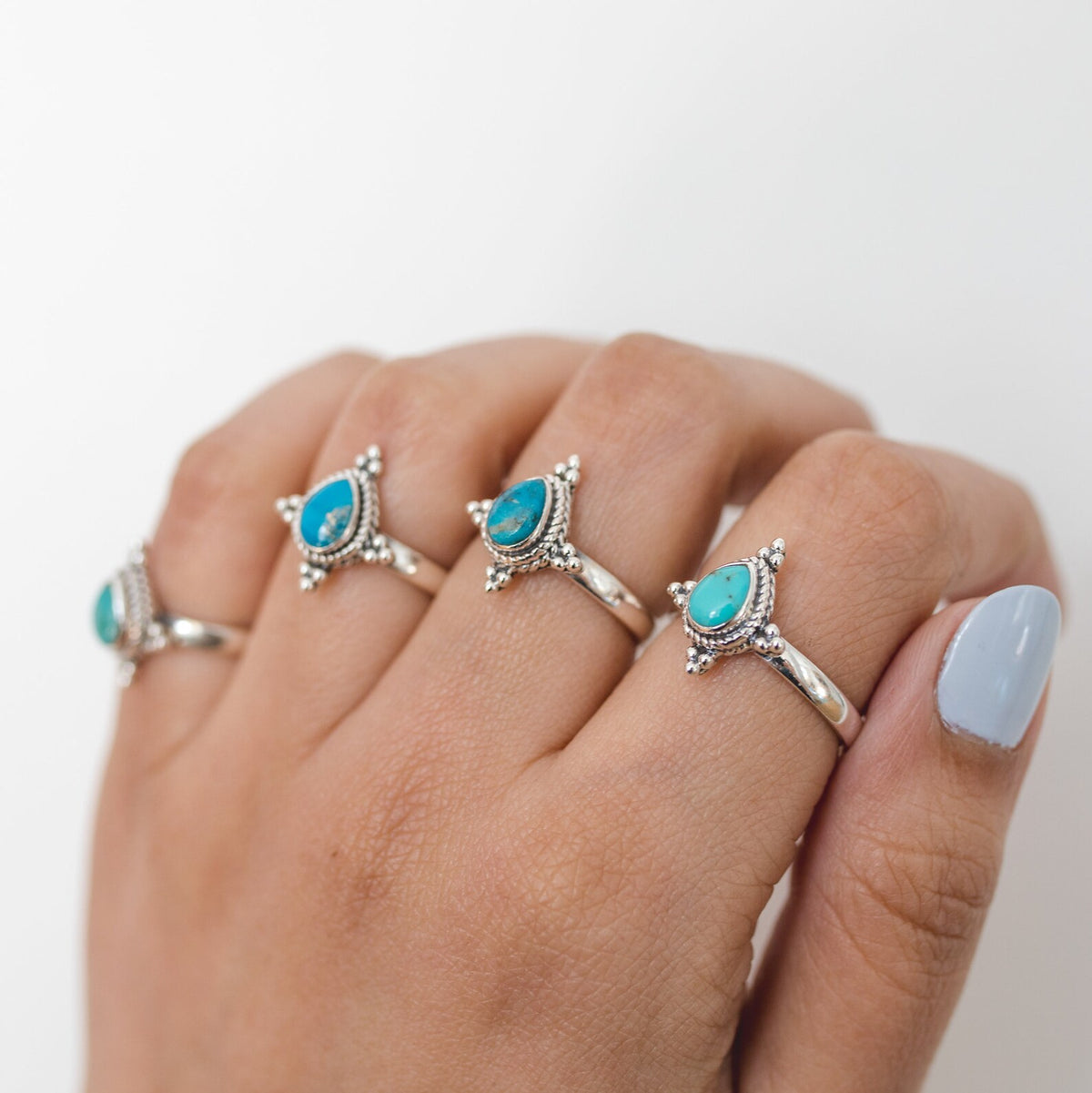Pear Turquoise Ring, Blue Statement Ring