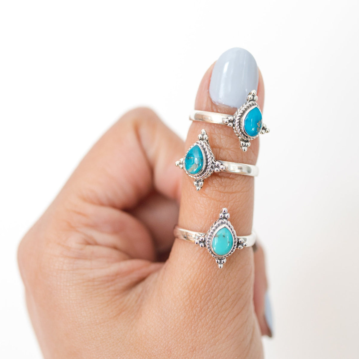 Pear Turquoise Ring, Blue Statement Ring