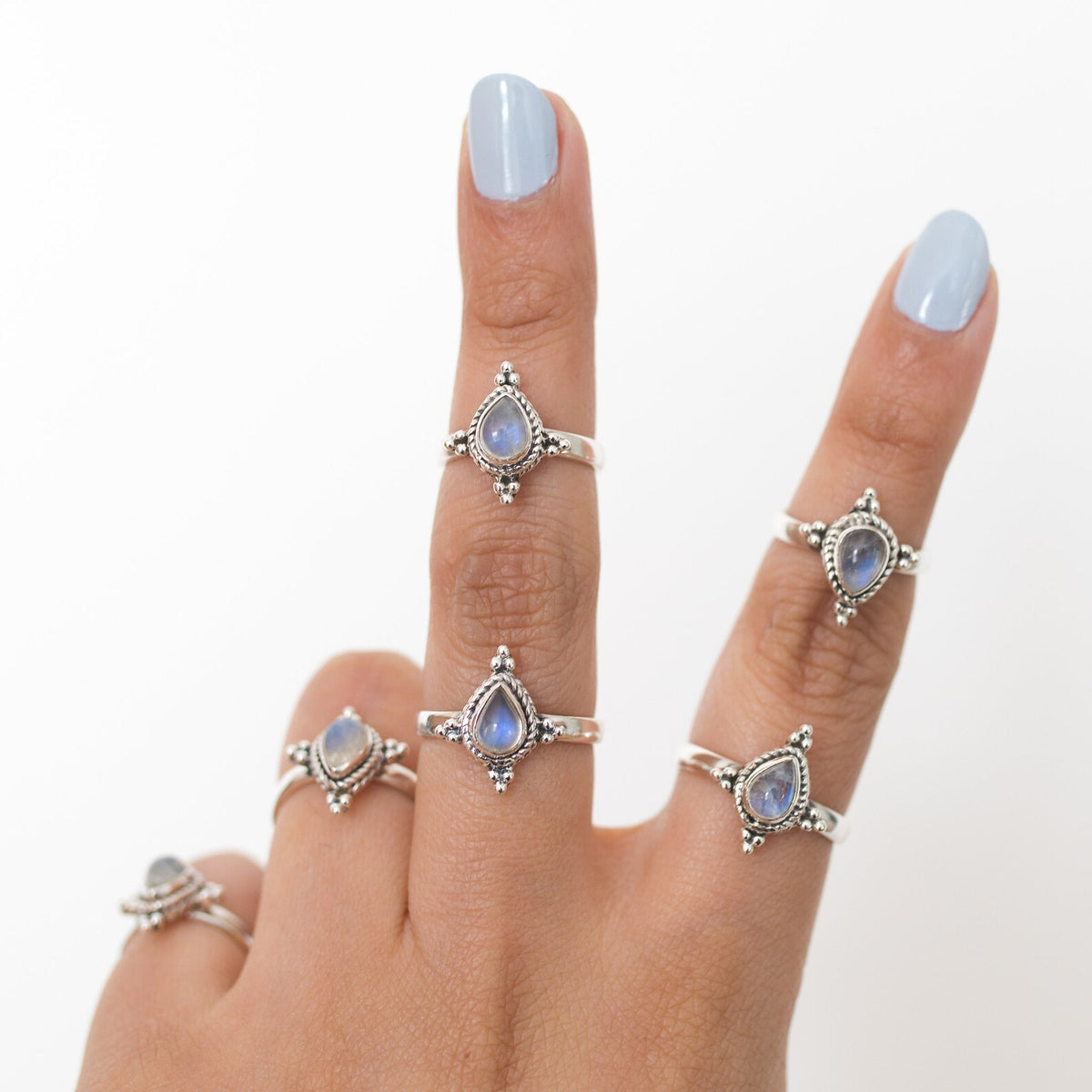 Moonstone Ring Sterling Silver, Pear Moonstone Ring