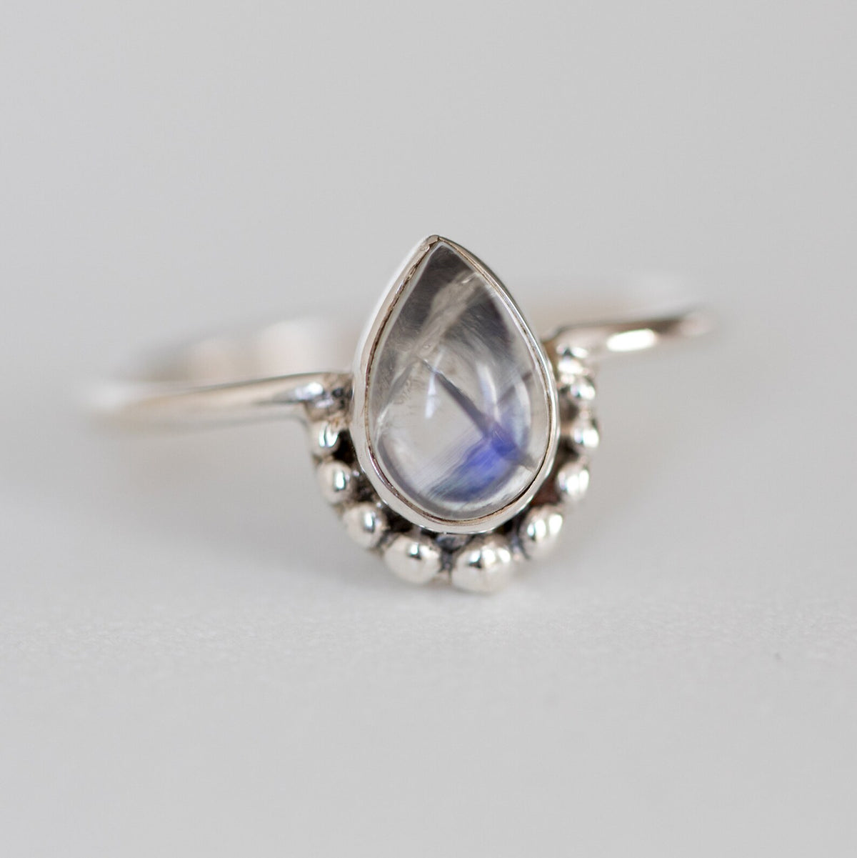 Minimalist Moonstone Ring, Pear Moonstone Ring