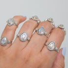 Faceted Moonstone Ring, Cut Moonstone Ring