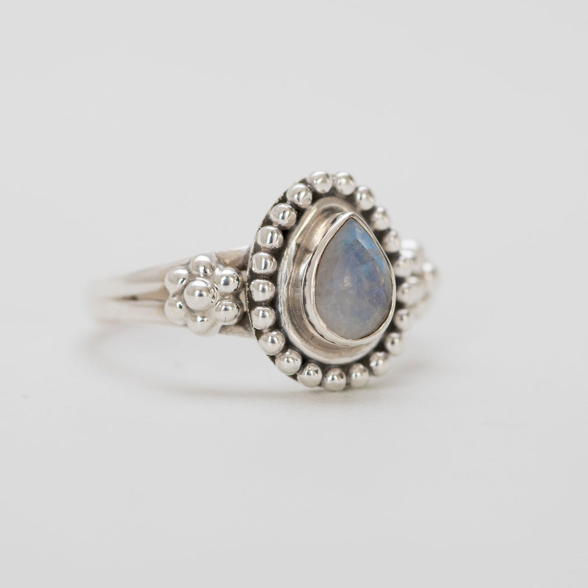 Faceted Moonstone Ring, Cut Moonstone Ring