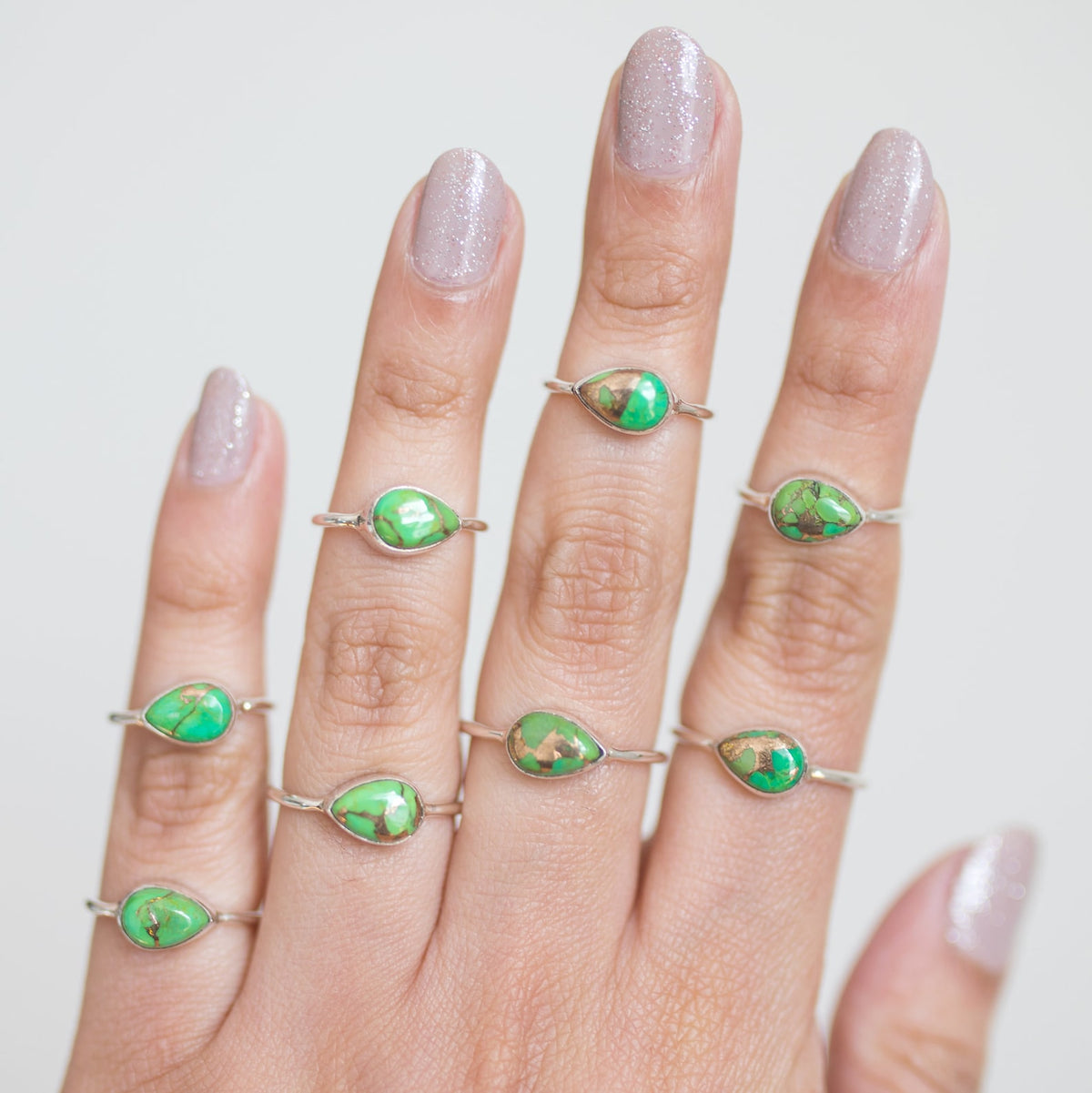 Green Turquoise Ring, Dainty Stacking Ring, Simple Promise Ring