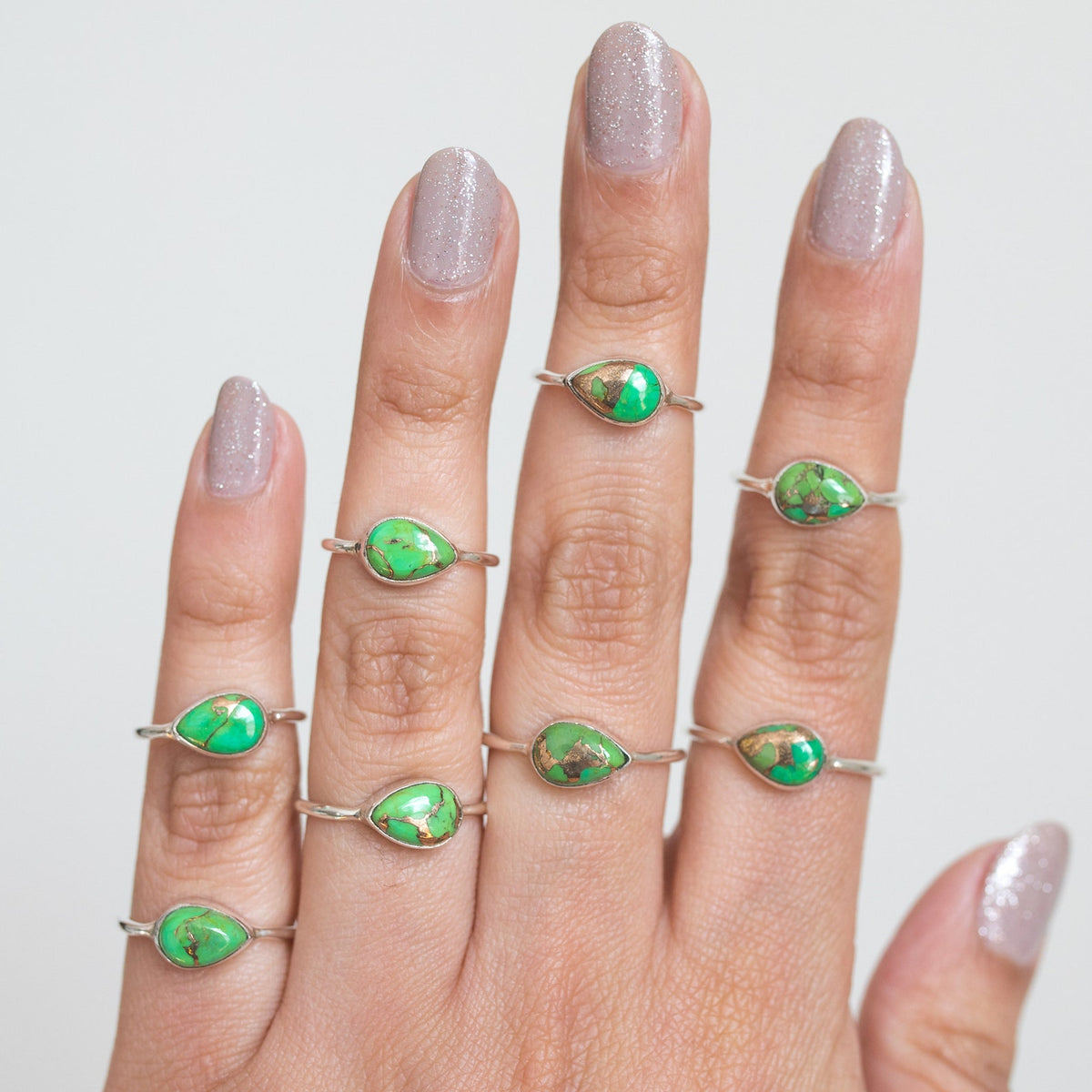 Green Turquoise Ring, Dainty Stacking Ring, Simple Promise Ring
