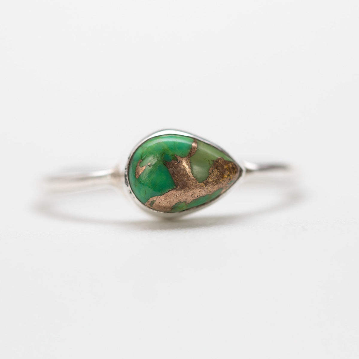 Green Turquoise Ring, Dainty Stacking Ring, Simple Promise Ring