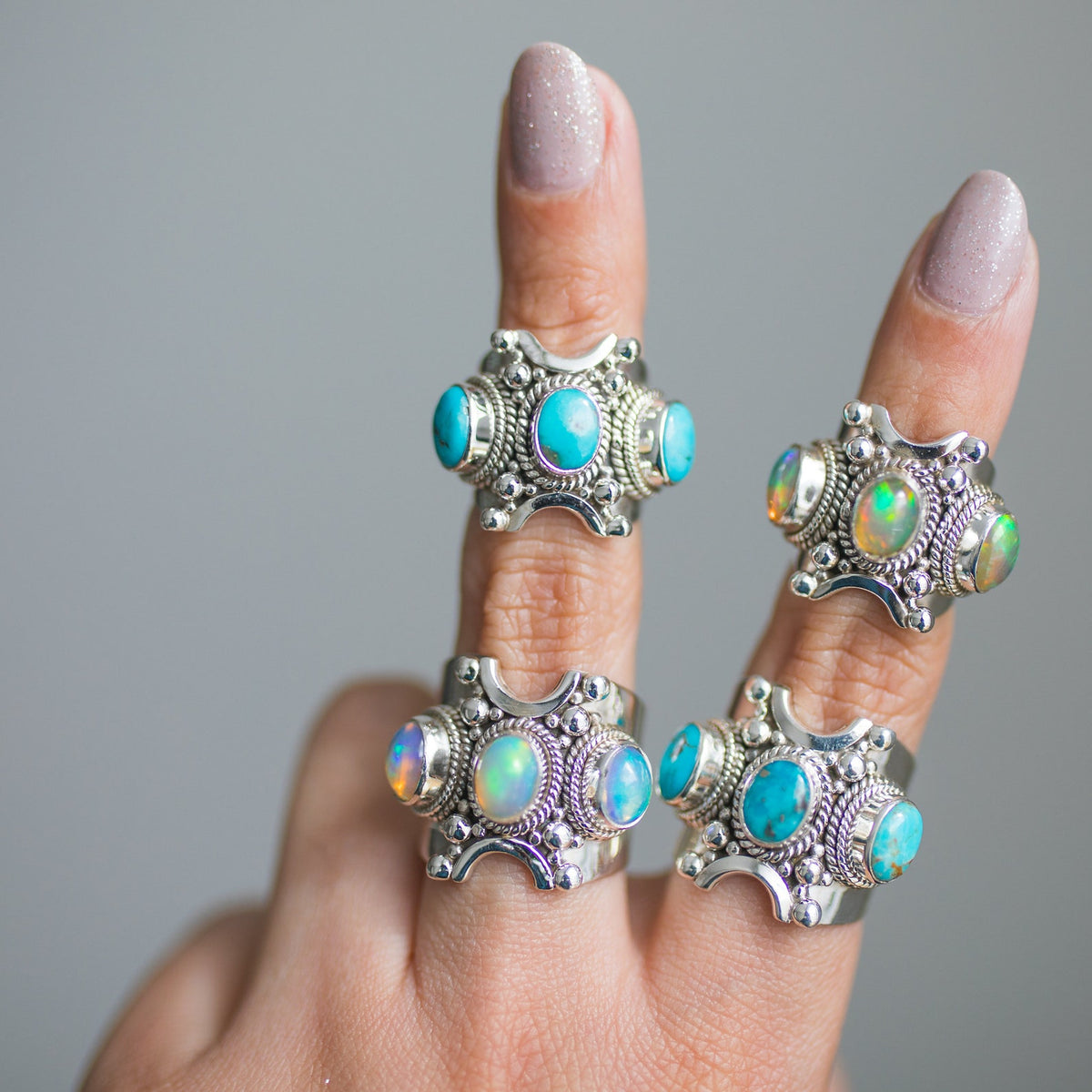 Blue Turquoise Ring, Boho Chic Rings