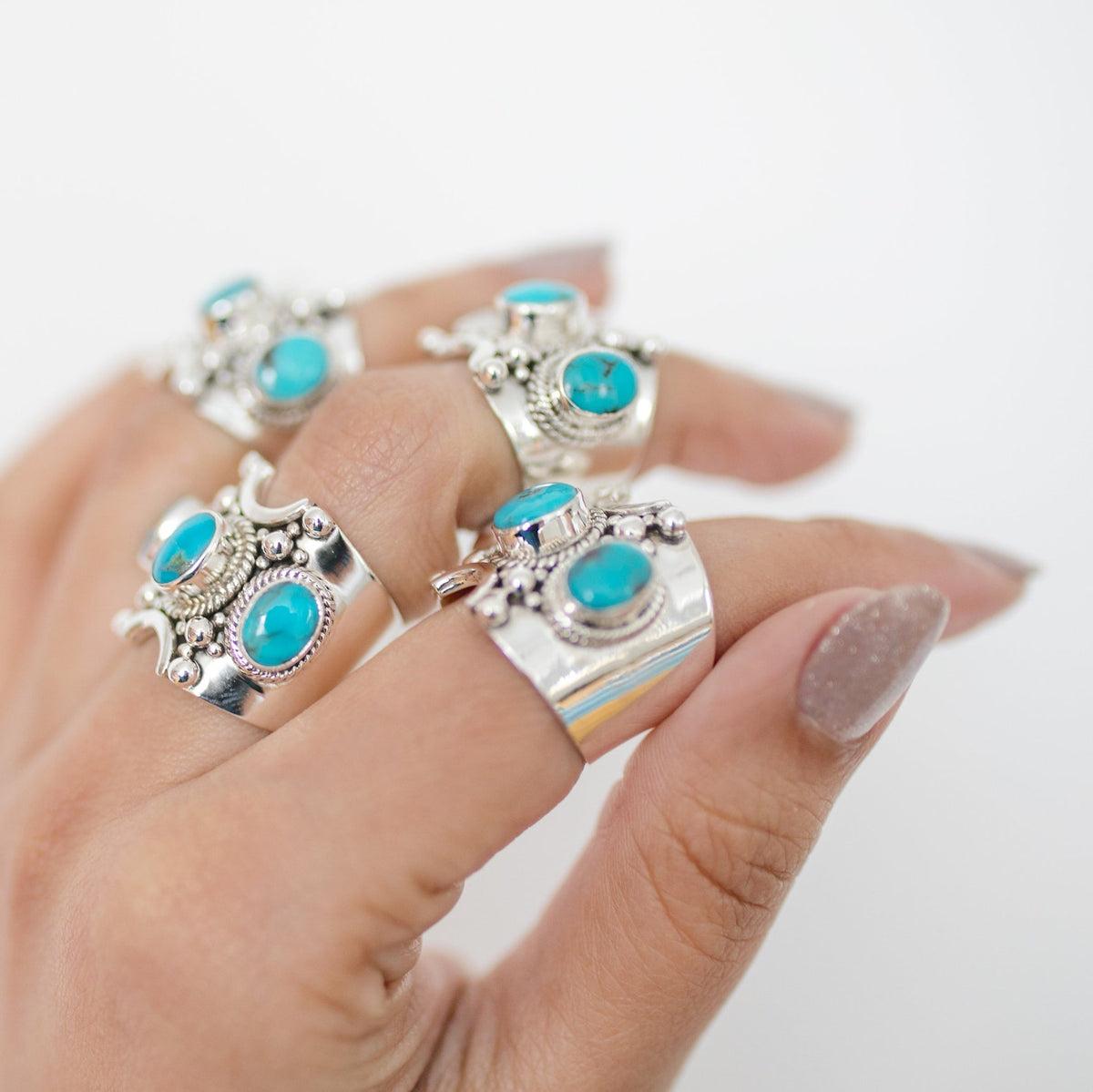 Blue Turquoise Ring, Boho Chic Rings