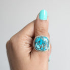 Chunky Turquoise Ring, Copper Turquoise Jewelry