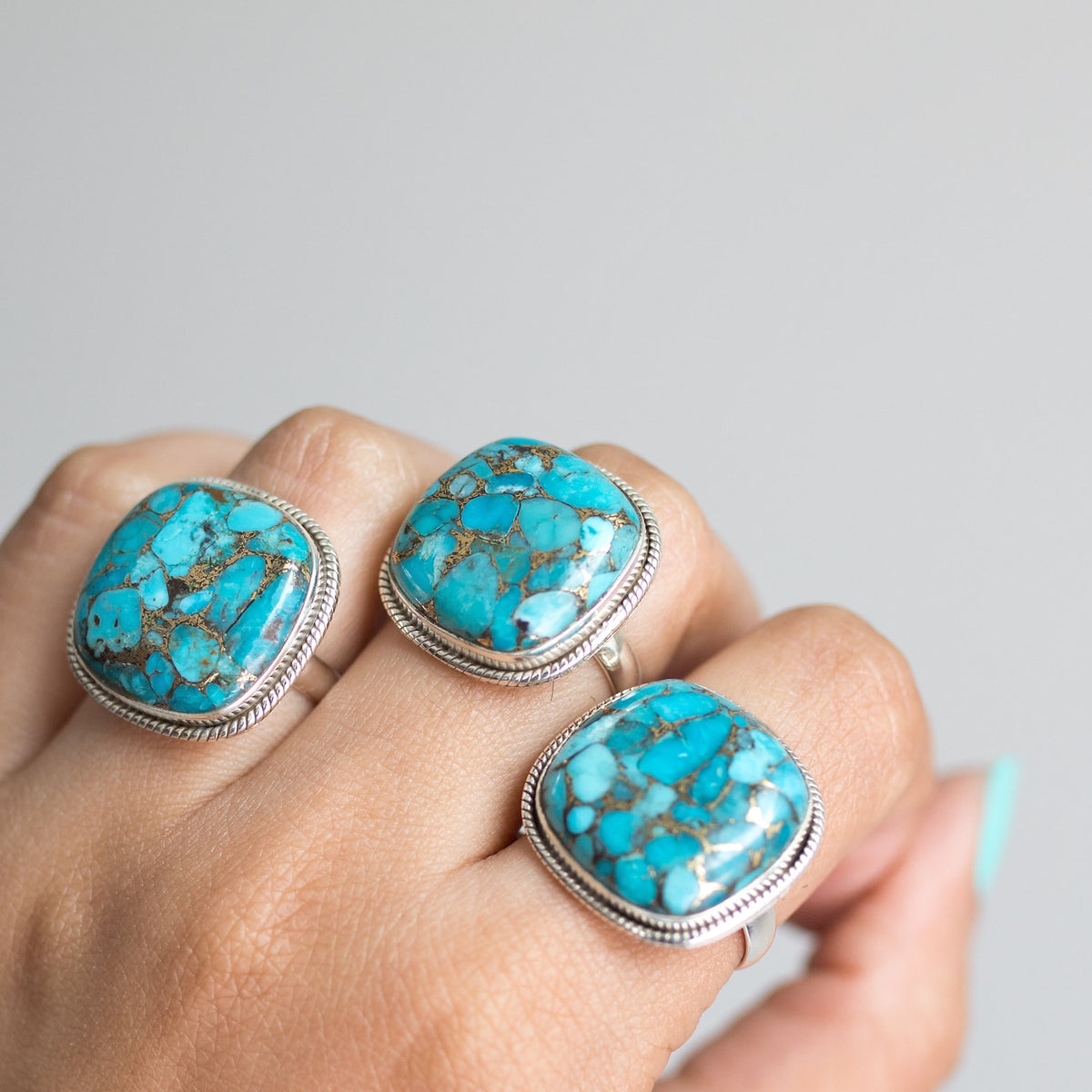 Chunky Turquoise Ring, Copper Turquoise Jewelry