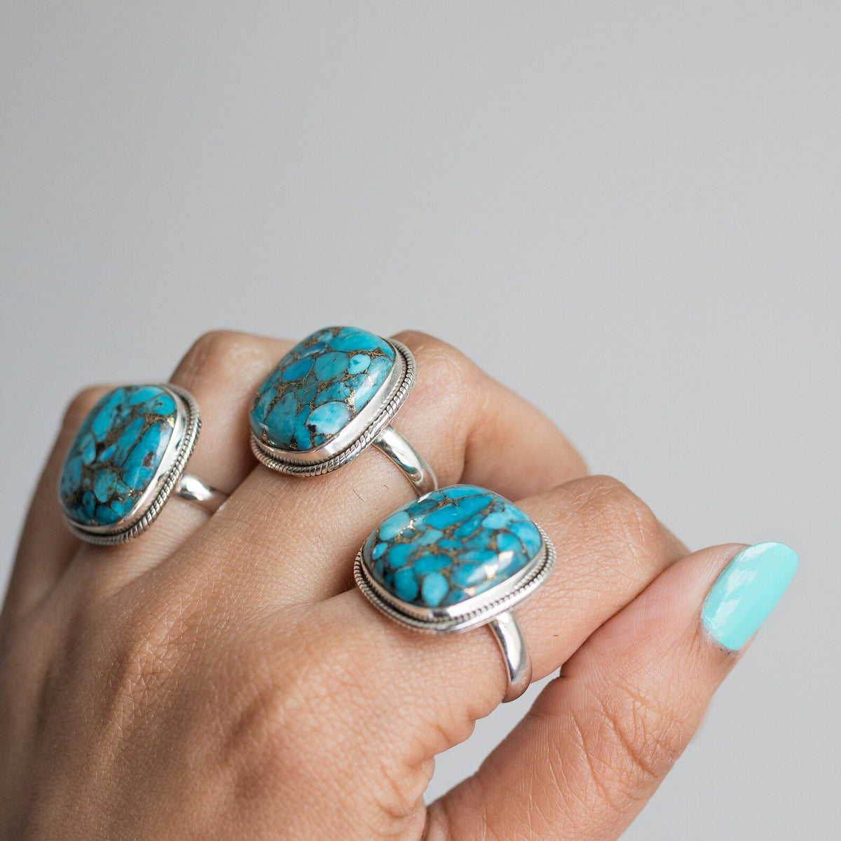 Chunky Turquoise Ring, Copper Turquoise Jewelry