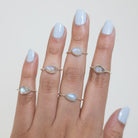 Moonstone Promise Ring, Silver Minimalist Ring