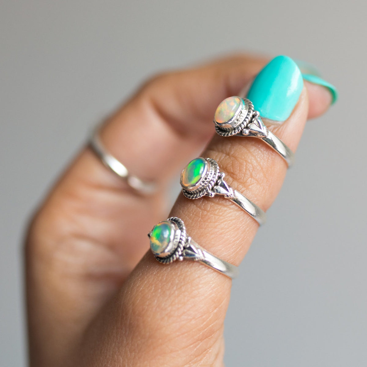 Opal Promise Ring, Opal Heart Ring