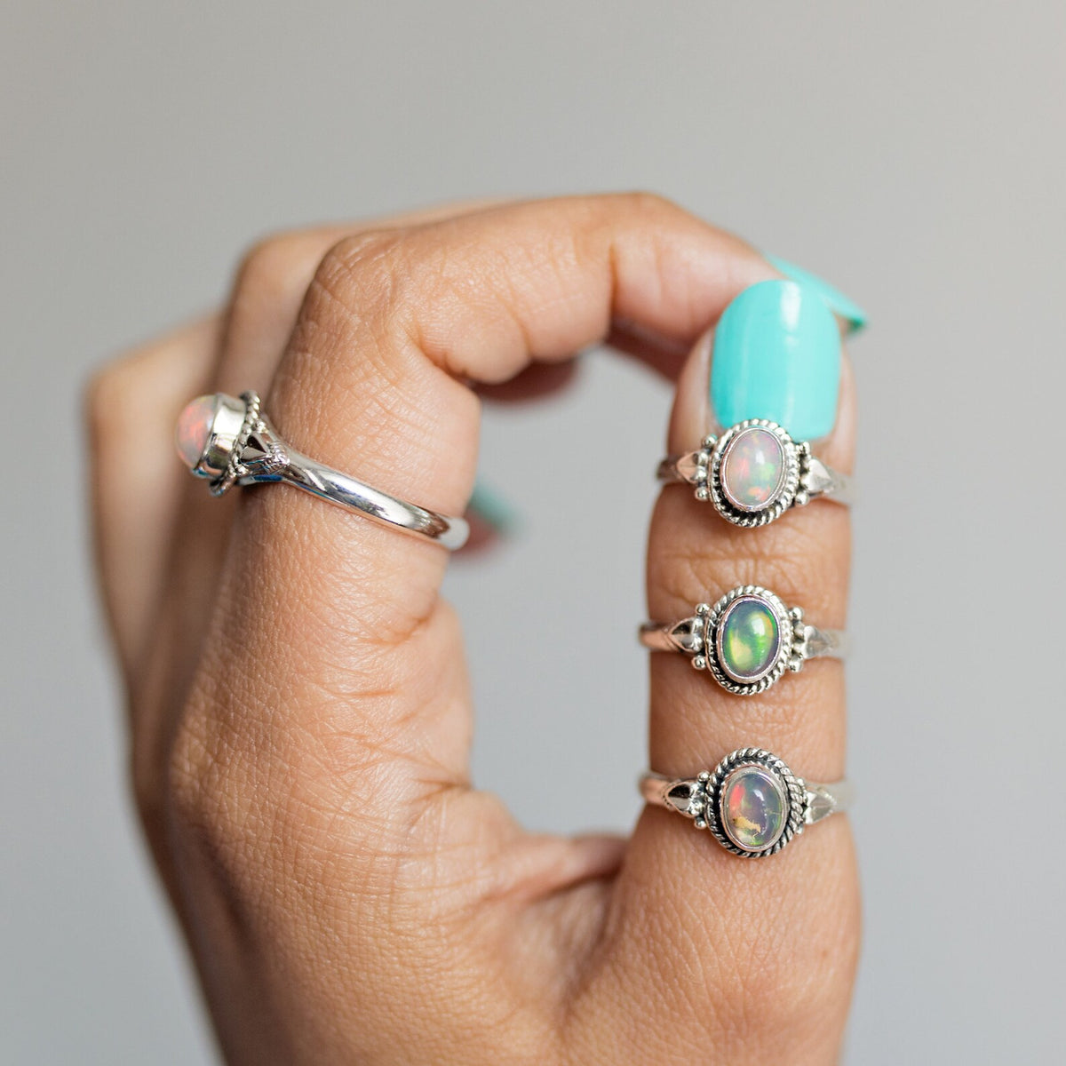 Opal Promise Ring, Opal Heart Ring