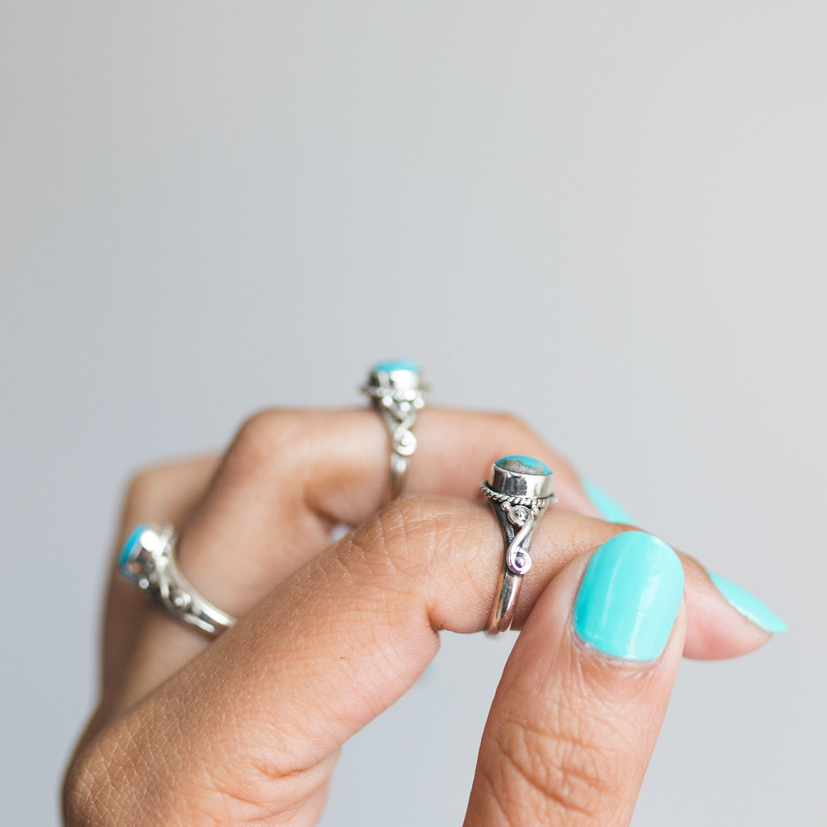 Oval Turquoise Ring, Forget Me Not Ring