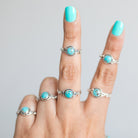 Round Turquoise Ring, Sterling Silver Ring