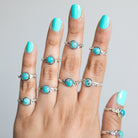 Round Turquoise Ring, Sterling Silver Ring