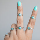 Round Turquoise Ring, Sterling Silver Ring