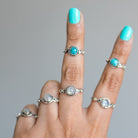 Round Turquoise Ring, Sterling Silver Ring