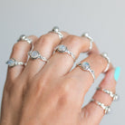 Round Stone Ring, Moonstone Crystal - Hippie Boho Ring