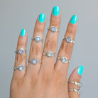 Round Stone Ring, Moonstone Crystal - Hippie Boho Ring