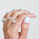 Thin Silver Ring, Pear Moonstone Ring