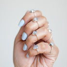 Thin Silver Ring, Pear Moonstone Ring