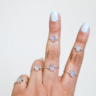 Thin Silver Ring, Pear Moonstone Ring