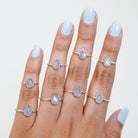 Thin Silver Ring, Pear Moonstone Ring