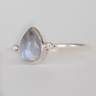 Thin Silver Ring, Pear Moonstone Ring