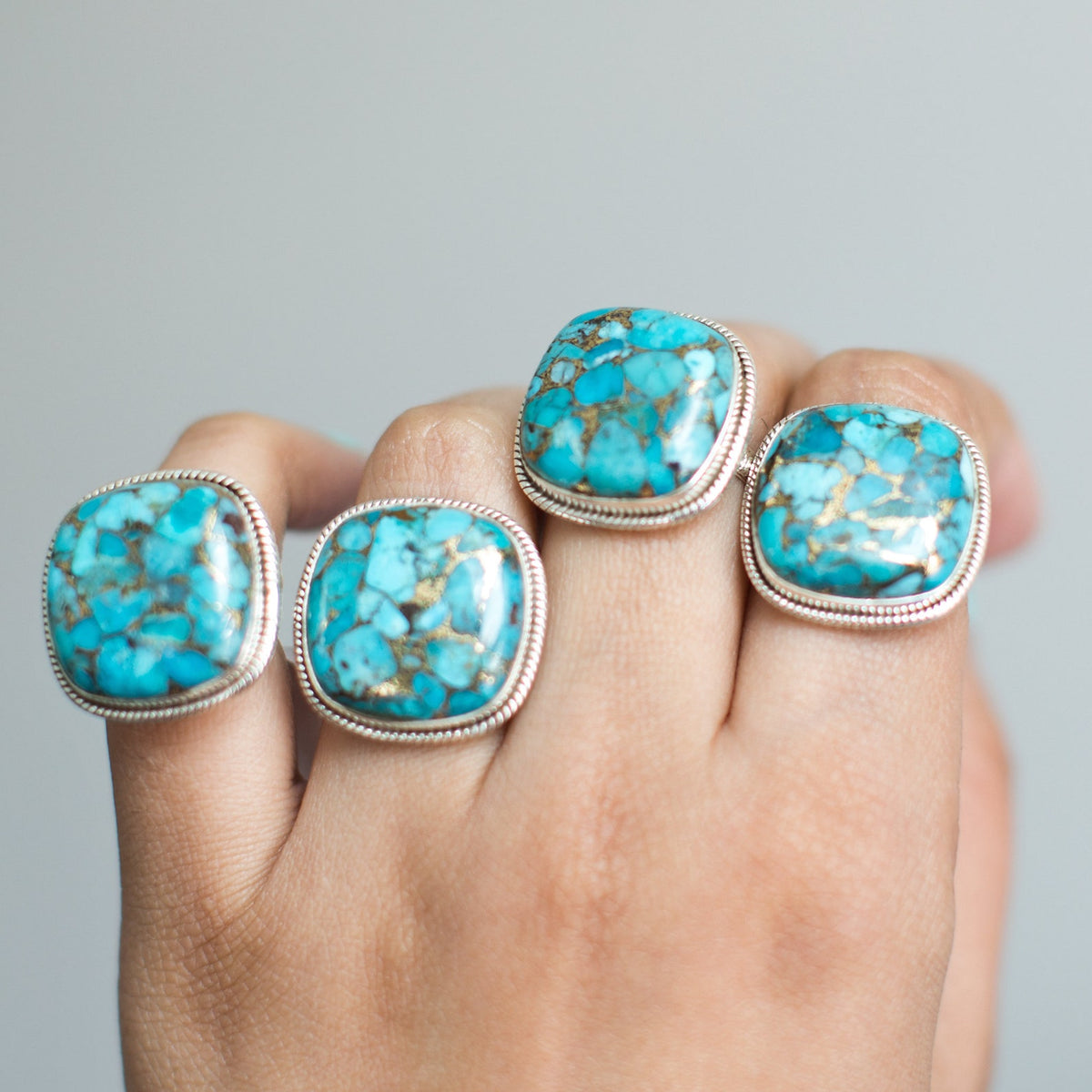 Chunky Turquoise Ring, Copper Turquoise Jewelry