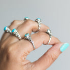Oval Turquoise Ring, Forget Me Not Ring