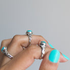 Oval Turquoise Ring, Forget Me Not Ring