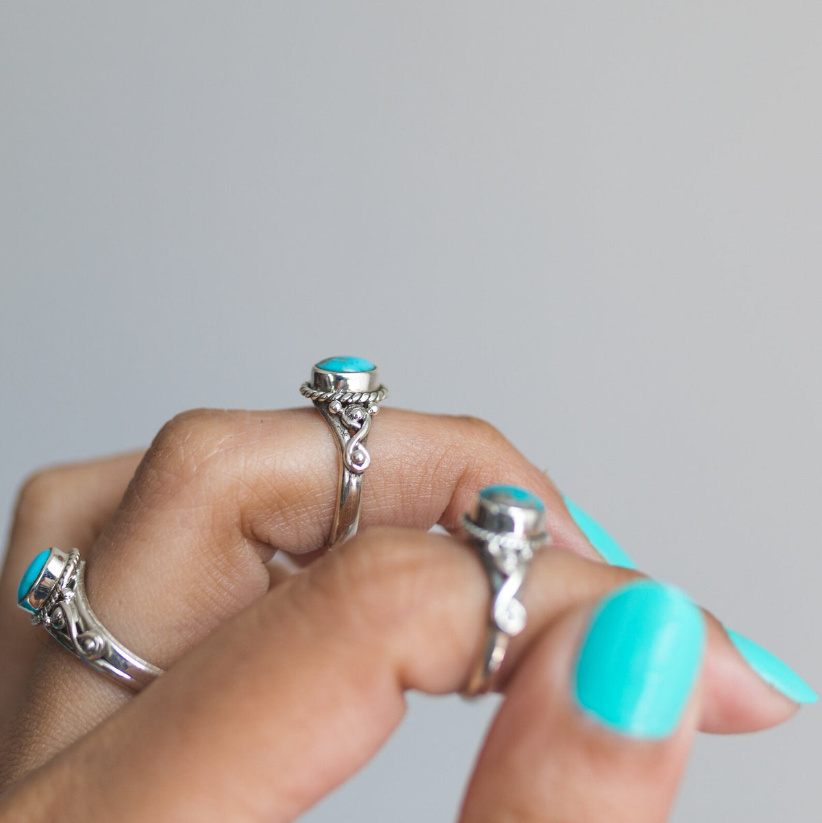 Oval Turquoise Ring, Forget Me Not Ring