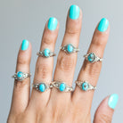 Oval Turquoise Ring, Forget Me Not Ring