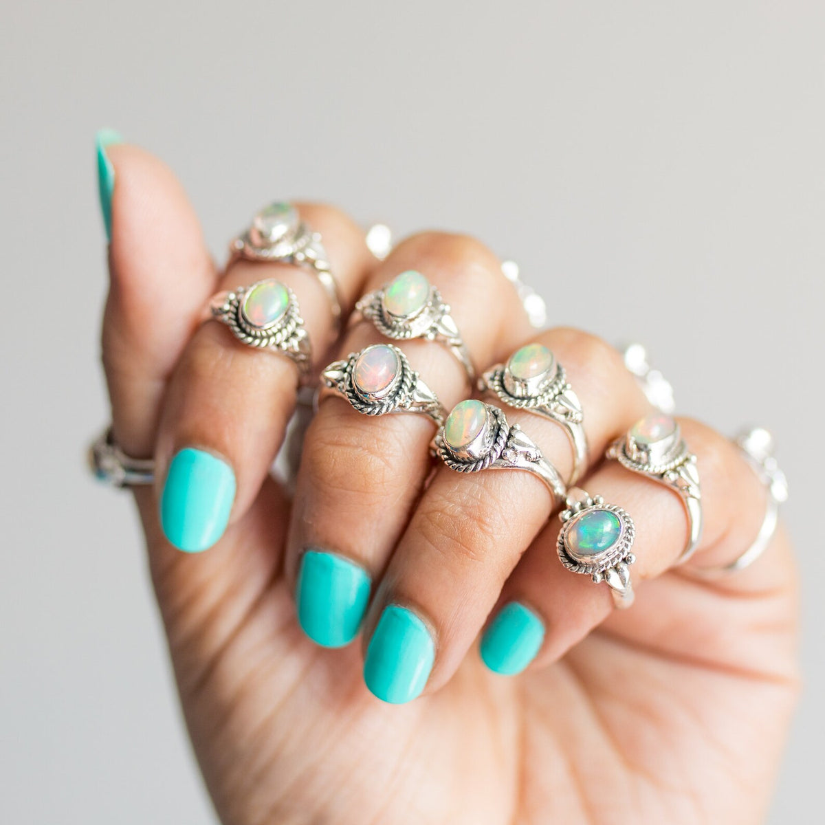 Opal Promise Ring, Opal Heart Ring