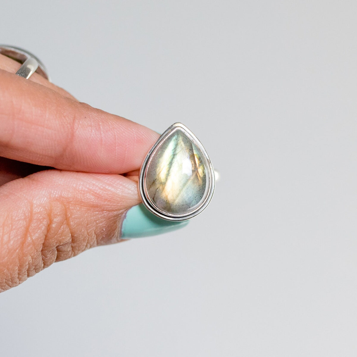 Pear Labradorite Ring, Statement Ring